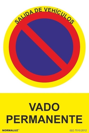 [NORD40048] SEÑAL PROHIBIDO VADO PERMANENTE PVC 0,7MM 210X300MM