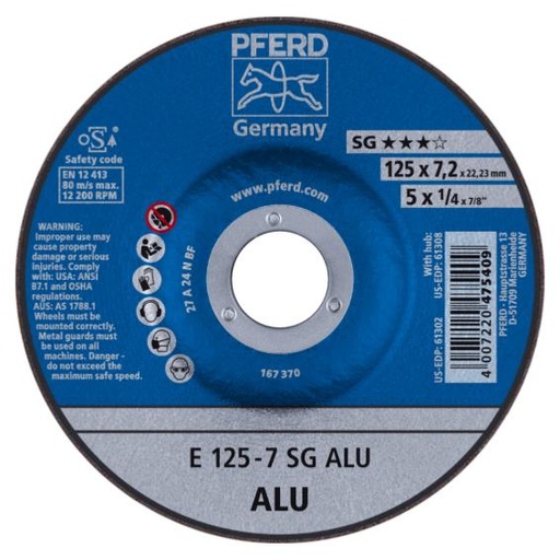 [PF475409] DISCO DE DESBASTE SG ALUMINIO 125x7 PFERD