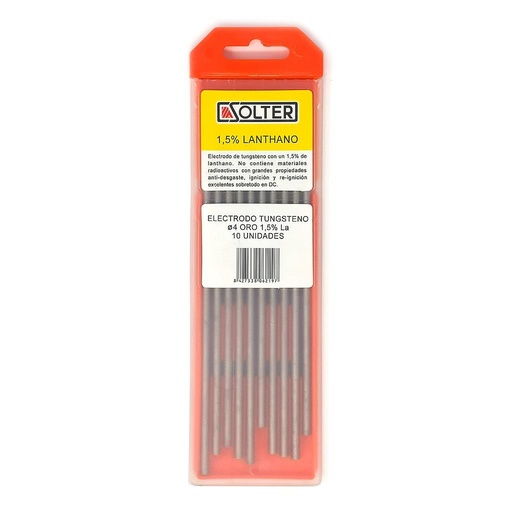 [SO06219] BLISTER 10 ELECTRODOS  TUNGSTENO ORO SOLTER 0621 4