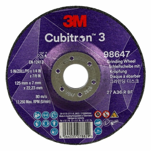 [3M7100303982] DISCO DE DESBASTE CUBITRÓN 3 T27 125 mm X 7mm