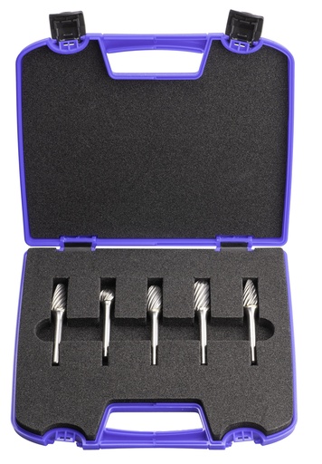 [IZ84379] JUEGO 5 FRESAS ROTATIVAS METAL DURO PARA INOX