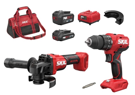 [SKI3359EA] KIT 18V 2 HERRAMIENTAS: TALADRO PERCUTOR + AMOLADORA BRUSHLESS (2 Bat.)  