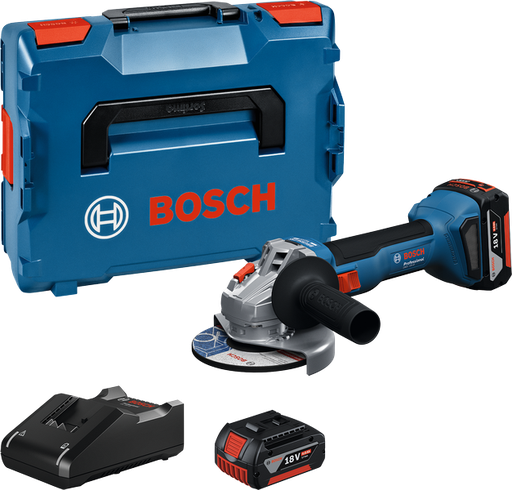 [BOGWS18V82Q] MINIAMOLADORA A BATERÍA GWS 18V-8 125mm L-BOXX (2 Bat. 4,0 Ah)