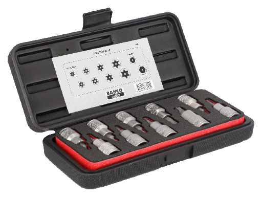 [BA7809TORX/10] JUEGO 10 VASOS CON PUNTAS TORX Y HEXAGONALES 1/2"