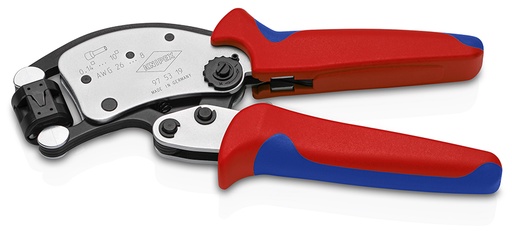 [NS-KN975319] KNIPEX 97 53 19 TWISTOR® T ALICATE AUTOAJUSTABLE PARA CRIMPAR PUNTERAS HUECAS CON CABEZAL GIRATORIO PARA CRIMPAR CON MANGOS MULTICOMPONENTES CROMADO 200 MM