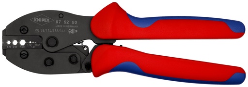 [NS-KN975250SB] KNIPEX 97 52 50 SB PRECIFORCE® ALICATE PARA CRIMPAR TERMINALES CON MANGOS MULTICOMPONENTES BARNIZADOS 220 MM