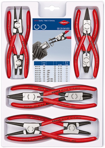 [NS-KN002004V01] KNIPEX 00 20 04 V01 JUEGO DE ALICATES PARA ARANDELAS 8 PIEZAS