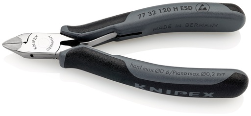 [NS-KN7732120HESD] KNIPEX 77 32 120 H ESD ALICATES DE CORTE DIAGONAL PARA ELECTRÓNICA ESD CON FILOS DE CORTE DE CARBURO CON MANGOS MULTICOMPONENTES 120 MM