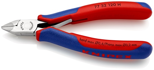 [NS-KN7732120H] KNIPEX 77 32 120 H ALICATE DE CORTE DIAGONAL PARA ELECTRÓNICA CON FILO DE CORTE DE METAL DURO CON MANGOS MULTICOMPONENTES 120 MM