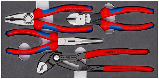 [NS-KN002001V15] KNIPEX 00 20 01 V15 JUEGO DE ALICATES EN ALOJAMIENTO DE ESPUMA 4 UNIDADES