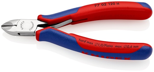 [NS-KN7702120H] KNIPEX 77 02 120 H ALICATE DE CORTE DIAGONAL PARA ELECTRÓNICA CON FILO DE CORTE DE METAL DURO CON MANGOS MULTICOMPONENTES 120 MM