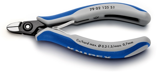 [NS-KN7902125S1] KNIPEX 79 02 125 S1 ALICATES DE PRECISIÓN DE CORTE DIAGONAL PARA ELECTRÓNICA P. EJ. PARA ABRIR ABRAZADERAS DE CABLE DE PLÁSTICO CON MANGOS MULTICOMPONENTES BARNIZADOS 125 MM