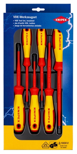 [NS-KN002012V02] KNIPEX 00 20 12 V02 PAQUETE DE DESTORNILLADORES VDE TORNILLO PLANO / PHILLIPS