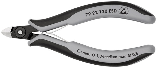 [NS-KN7922120ESD] KNIPEX 79 22 120 ESD ALICATES DE PRECISIÓN DE CORTE DIAGONAL PARA ELECTRÓNICA ESD CON MANGOS MULTICOMPONENTES BARNIZADOS 120 MM