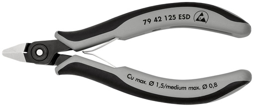[NS-KN7942125ESD] KNIPEX 79 42 125 ESD ALICATES DE PRECISIÓN DE CORTE DIAGONAL PARA ELECTRÓNICA ESD CON MANGOS MULTICOMPONENTES BARNIZADOS 125 MM