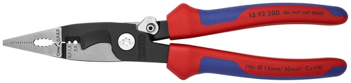 [NS-KN1392200SB] KNIPEX 13 92 200 SB ALICATE PARA INSTALACIONES ELÉCTRICAS CON MANGOS MULTICOMPONENTES NEGRO ATRAMENTADO 200 MM