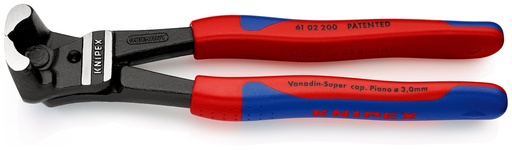 [NS-KN6102200] KNIPEX 61 02 200 CORTABULONES DE CORTE FRONTAL GRAN EFECTO PALANCA RECUBIERTOS DE PLÁSTICO NEGRO ATRAMENTADO 200 MM