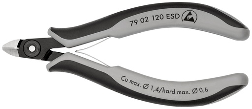 [NS-KN7902120ESD] KNIPEX 79 02 120 ESD ALICATES DE PRECISIÓN DE CORTE DIAGONAL PARA ELECTRÓNICA ESD CON MANGOS MULTICOMPONENTES BARNIZADOS 120 MM