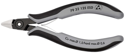 [NS-KN7932125ESD] KNIPEX 79 32 125 ESD ALICATES DE PRECISIÓN DE CORTE DIAGONAL PARA ELECTRÓNICA ESD CON MANGOS MULTICOMPONENTES BARNIZADOS 125 MM