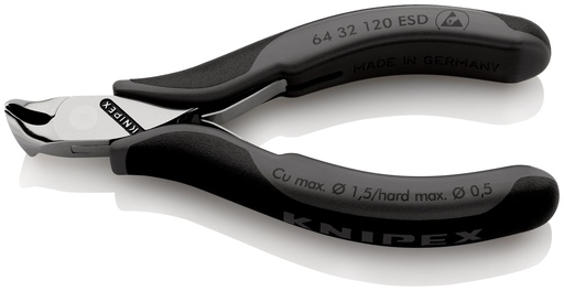 [NS-KN6432120ESD] KNIPEX 64 32 120 ESD ALICATES DE CORTE FRONTAL PARA ELECTRÓNICA ESD CON MANGOS MULTICOMPONENTES 120 MM