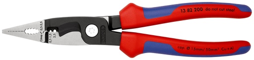 [NS-KN1382200] KNIPEX 13 82 200 ALICATE PARA INSTALACIONES ELÉCTRICAS CON MANGOS MULTICOMPONENTES NEGRO ATRAMENTADO 200 MM