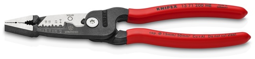 [NS-KN1371200ME] KNIPEX 13 71 200 ME ALICATE DE ELECTRICISTA MULTIFUNCIÓN MODELO MÉTRICO RECUBIERTOS DE PLÁSTICO NEGRO ATRAMENTADO 200 MM