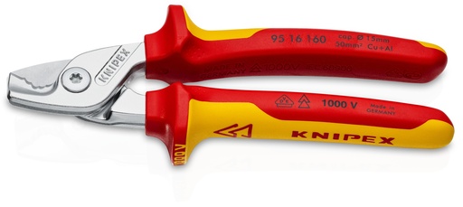 [NS-KN9516160] KNIPEX 95 16 160 STEPCUT® TIJERAS CORTACABLES AISLADOS CON FUNDAS MULTICOMPONENTES, SEGÚN NORMA VDE CROMADO 160 MM