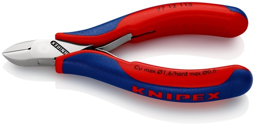 [NS-KN7712115SB] KNIPEX 77 12 115 SB ALICATES DE CORTE DIAGONAL PARA ELECTRÓNICA CON ARTICULACIÓN MACHIHEMBRADA CON MANGOS MULTICOMPONENTES 115 MM