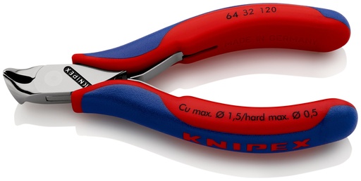 [NS-KN6432120] KNIPEX 64 32 120 ALICATE DE CORTE FRONTAL PARA ELECTRÓNICA CON MANGOS MULTICOMPONENTES 120 MM