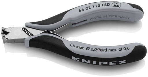 [NS-KN6402115ESD] KNIPEX 64 02 115 ESD ALICATES DE CORTE FRONTAL PARA ELECTRÓNICA ESD CON MANGOS MULTICOMPONENTES 115 MM