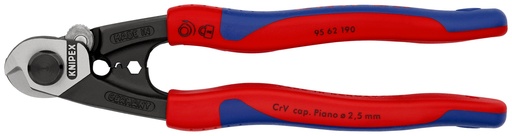 [NS-KN9562190] KNIPEX 95 62 190 CORTACABLES PARA CABLE TRENZADO FORJADO CON MANGOS MULTICOMPONENTES 190 MM
