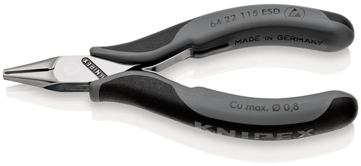 [NS-KN6422115ESD] KNIPEX 64 22 115 ESD ALICATES DE CORTE FRONTAL PARA ELECTRÓNICA ESD CON MANGOS MULTICOMPONENTES 115 MM
