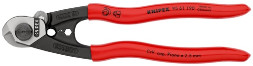 [NS-KN9561190SB] KNIPEX 95 61 190 SB CORTACABLES PARA CABLE TRENZADO FORJADO RECUBIERTOS DE PLÁSTICO 190 MM
