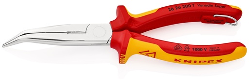 [NS-KN2626200T] KNIPEX 26 26 200 T ALICATE DE MONTAJE (ALICATE DE BOCA CIGÜEÑA) AISLADO CON FUNDAS MULTICOMPONENTE, HOMOLOGADO POR VDE; CON ANILLA DE FIJACIÓN AISLADA E INTEGRADA PARA COLOCAR UNA PROTECCIÓN ANTICAÍDA CROMADO 200 MM
