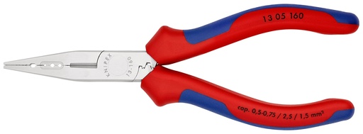 [NS-KN1305160] KNIPEX 13 05 160 ALICATE DE ELECTRICISTA CON MANGOS MULTICOMPONENTES CROMADO 160 MM