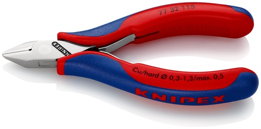 [NS-KN7732115SB] KNIPEX 77 32 115 SB ALICATES DE CORTE DIAGONAL PARA ELECTRÓNICA CON ARTICULACIÓN MACHIHEMBRADA CON MANGOS MULTICOMPONENTES 115 MM