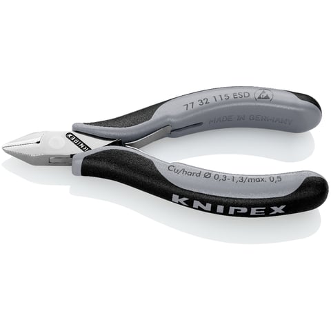 [NS-KN7732115ESD] KNIPEX 77 32 115 ESD ALICATES DE CORTE DIAGONAL PARA ELECTRÓNICA ESD CON ARTICULACIÓN MACHIHEMBRADA CON MANGOS MULTICOMPONENTES 117 MM