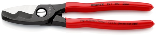 [NS-KN9511200] KNIPEX 95 11 200 TIJERAS CORTACABLES CON FILO DE CORTE DOBLE RECUBIERTOS DE PLÁSTICO BARNIZADOS 200 MM