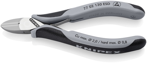 [NS-KN7702130ESD] KNIPEX 77 02 130 ESD ALICATES DE CORTE DIAGONAL PARA ELECTRÓNICA ESD CON ARTICULACIÓN MACHIHEMBRADA CON MANGOS MULTICOMPONENTES 130 MM