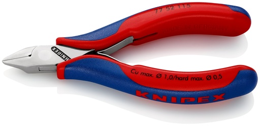 [NS-KN7752115] KNIPEX 77 52 115 ALICATES DE CORTE DIAGONAL PARA ELECTRÓNICA CON ARTICULACIÓN MACHIHEMBRADA CON MANGOS MULTICOMPONENTES 115 MM