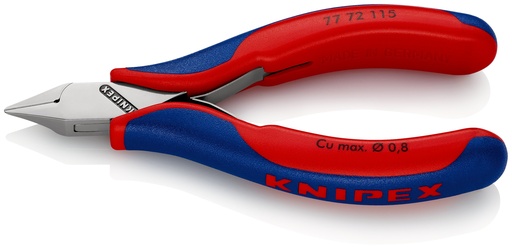 [NS-KN7772115SB] KNIPEX 77 72 115 SB ALICATES DE CORTE DIAGONAL PARA ELECTRÓNICA CON ARTICULACIÓN MACHIHEMBRADA CON MANGOS MULTICOMPONENTES 115 MM