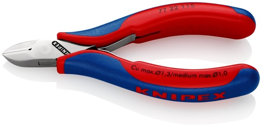 [NS-KN7722115SB] KNIPEX 77 22 115 SB ALICATES DE CORTE DIAGONAL PARA ELECTRÓNICA CON ARTICULACIÓN MACHIHEMBRADA CON MANGOS MULTICOMPONENTES 115 MM