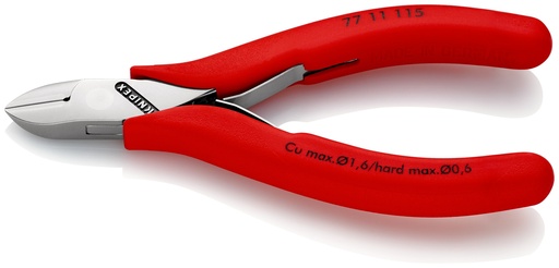 [NS-KN7711115] KNIPEX 77 11 115 ALICATES DE CORTE DIAGONAL PARA ELECTRÓNICA CON ARTICULACIÓN MACHIHEMBRADA CON FUNDAS DE PLÁSTICO ANTIDESLIZANTES 115 MM