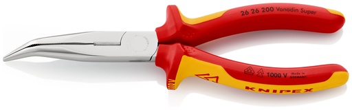 [NS-KN2626200SB] KNIPEX 26 26 200 SB ALICATE DE MONTAJE (ALICATE DE BOCA CIGÜEÑA) AISLADOS CON FUNDAS MULTICOMPONENTES, SEGÚN NORMA VDE CROMADO 200 MM