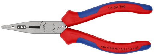 [NS-KN1302160SB] KNIPEX 13 02 160 SB ALICATE DE ELECTRICISTA CON MANGOS MULTICOMPONENTES NEGRO ATRAMENTADO 160 MM