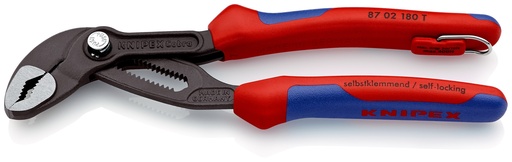 [NS-KN8702180TBK] KNIPEX 87 02 180 T BK COBRA® TENAZILLAS PICO LORO CON FUNDAS MULTICOMPONENTES, CON ANILLA DE FIJACIÓN INTEGRADA PARA COLOCAR UN DISPOSITIVO DE PROTECCIÓN ANTICAÍDAS GRIS ATRAMENTADO 180 MM