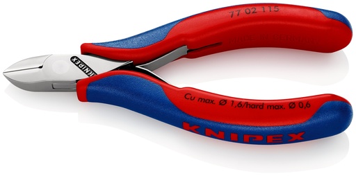 [NS-KN7702115] KNIPEX 77 02 115 ALICATES DE CORTE DIAGONAL PARA ELECTRÓNICA CON ARTICULACIÓN MACHIHEMBRADA CON MANGOS MULTICOMPONENTES 115 MM