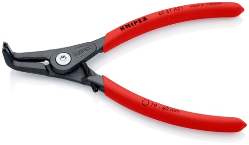 [NS-KN4941A21] KNIPEX 49 41 A21 ALICATE DE PRECISIÓN PARA ARANDELAS PARA ARANDELAS EXTERIORES DE EJES MANGOS PLASTICOS POR INMERSIÓN ANTIDESLIZANTES GRIS ATRAMENTADO 165 MM
