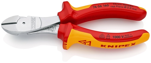 [NS-KN7406160] KNIPEX 74 06 160 ALICATES DE CORTE DIAGONAL DE FUERZA AISLADOS CON FUNDAS MULTICOMPONENTES, SEGÚN NORMA VDE CROMADO 160 MM