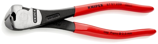 [NS-KN6701200] KNIPEX 67 01 200 ALICATES DE CORTE FRONTAL DE FUERZA RECUBIERTOS DE PLÁSTICO NEGRO ATRAMENTADO 200 MM